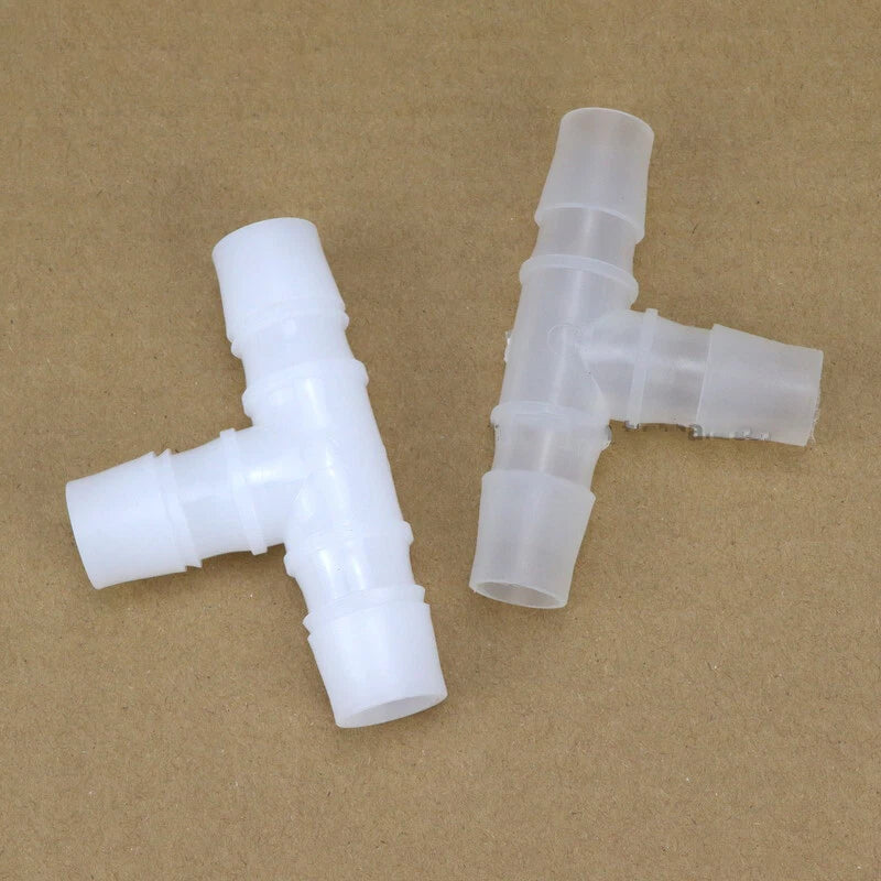 Plastic Equal Tee Barbed Hose Connector — T Piece Pipe Joiner 1.6mm–25mm