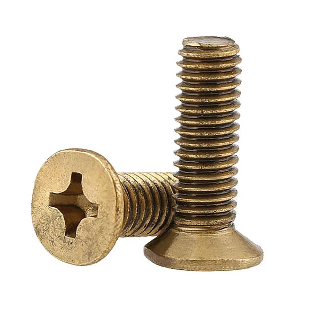 M2 M2.5 M3 M4 M5 M6 Solid Brass Countersunk Head Phillips Machine Screws – 4 to 40mm