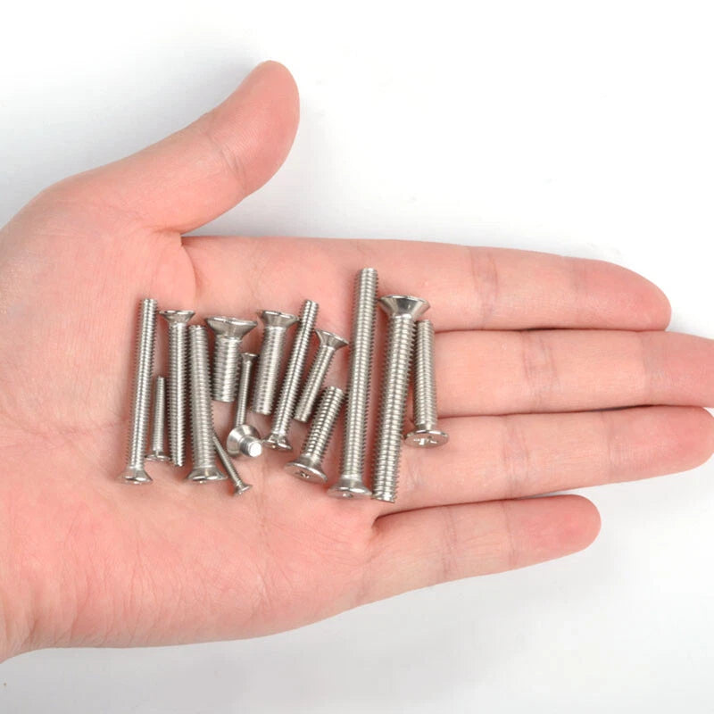 M1.6–M4 Phillips Wafer Flat Head Machine Screws – 304 Stainless Steel, Fully Threaded (3–70mm)