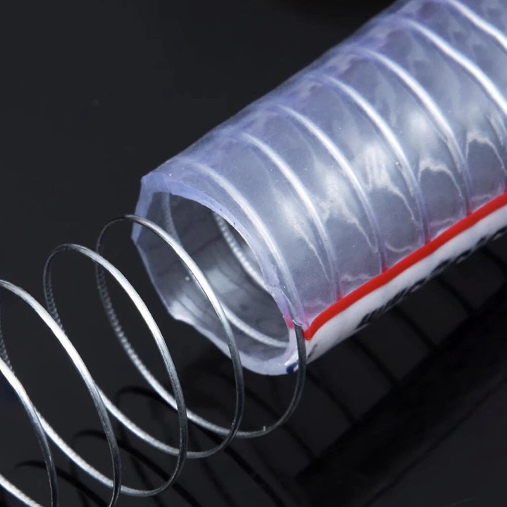 Wire Reinforced Braided Clear PVC Hose — ID 10mm to 40mm, Air Water Fuel Pipe