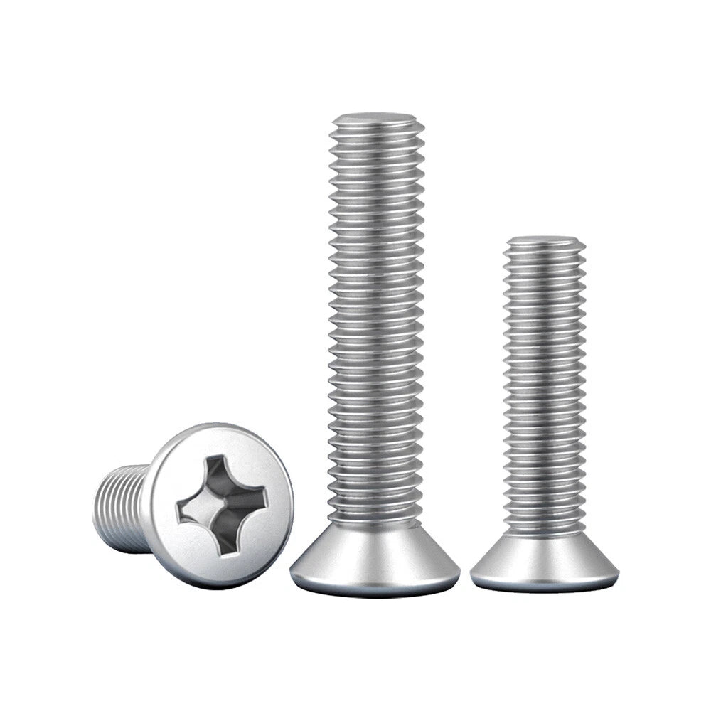 A2 Stainless Steel Pozi Countersunk Flat Head Machine Screws M3 M3.5 M4 DIN 965 — 3mm to 180mm