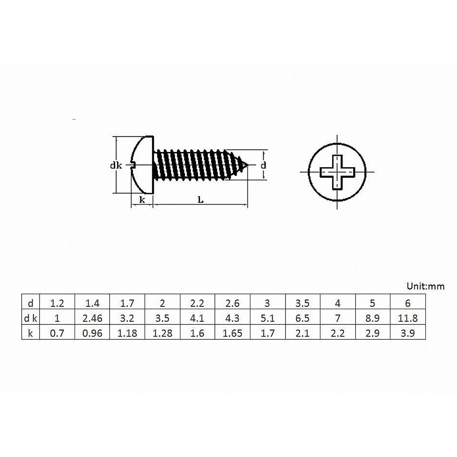 M3 M4 M5 Pan Head Self Tapping Screws – 201 Stainless Steel