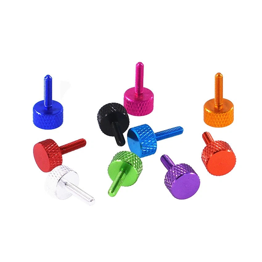 M3 x 12mm Anodised Aluminium Knurled Thumb Screws — Flat Head Hand-Grip Bolts, 10 Colors
