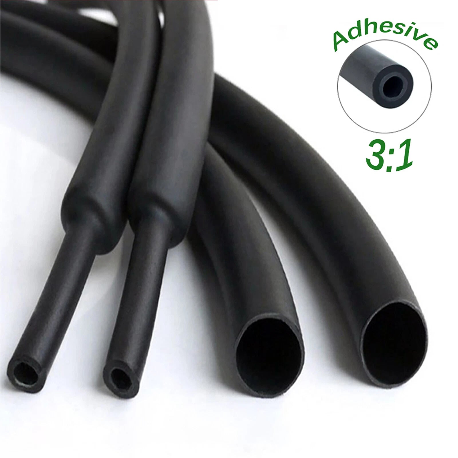 3:1 Ratio Adhesive Glue Lined Heat Shrink Tubing – Waterproof Black Heatshrink
