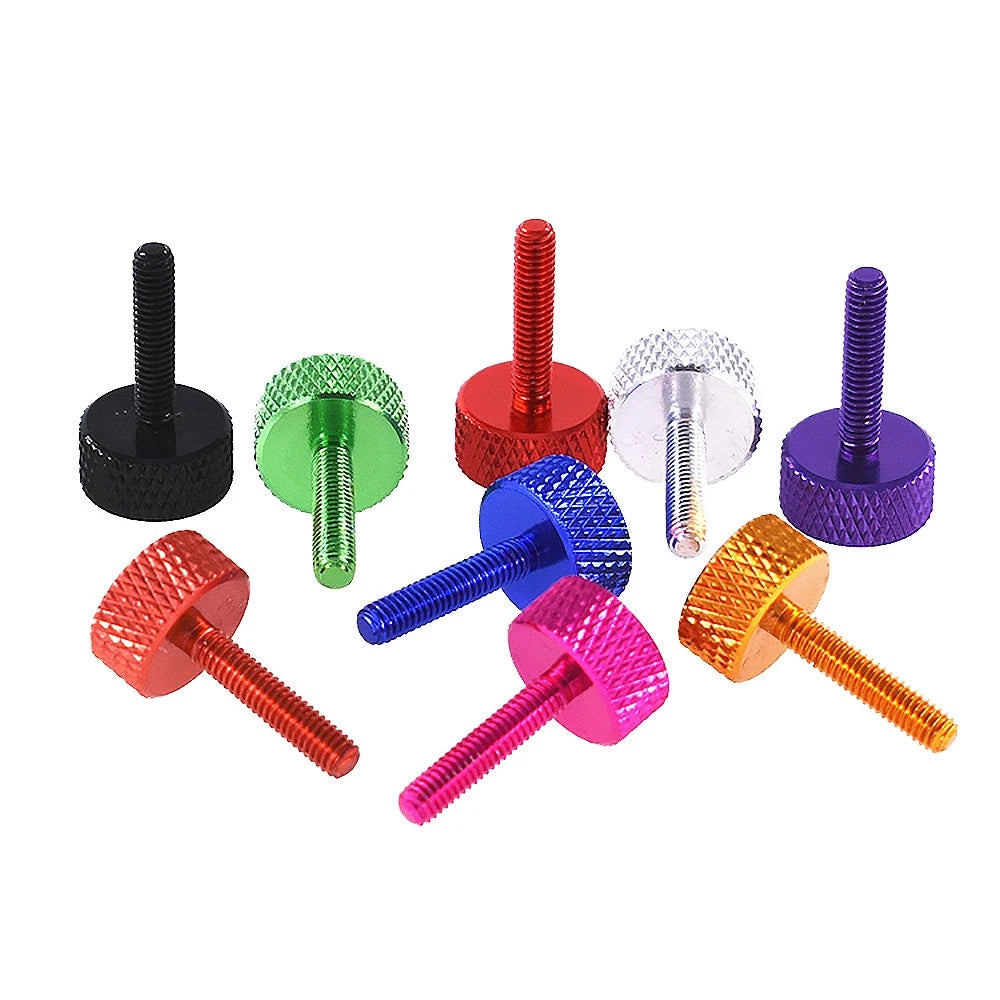 M3.5x16mm Aluminium Knurled Thumb Screws – Flat Head Hand Grip Bolts for PC Case