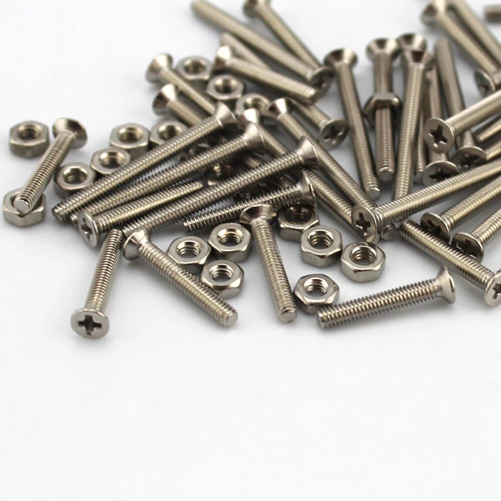M2.5 Cross Countersunk Machine Screws Iron Phillips Flat Head Bolts with Hex Nut
