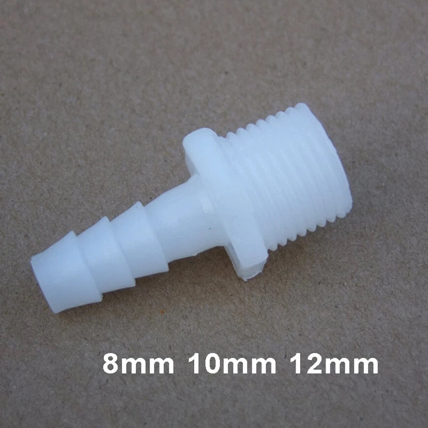 Plastic Barbed Hosetail Connector 8mm 10mm 12mm x Male G1/2" — Pond Pool Hose Adaptor
