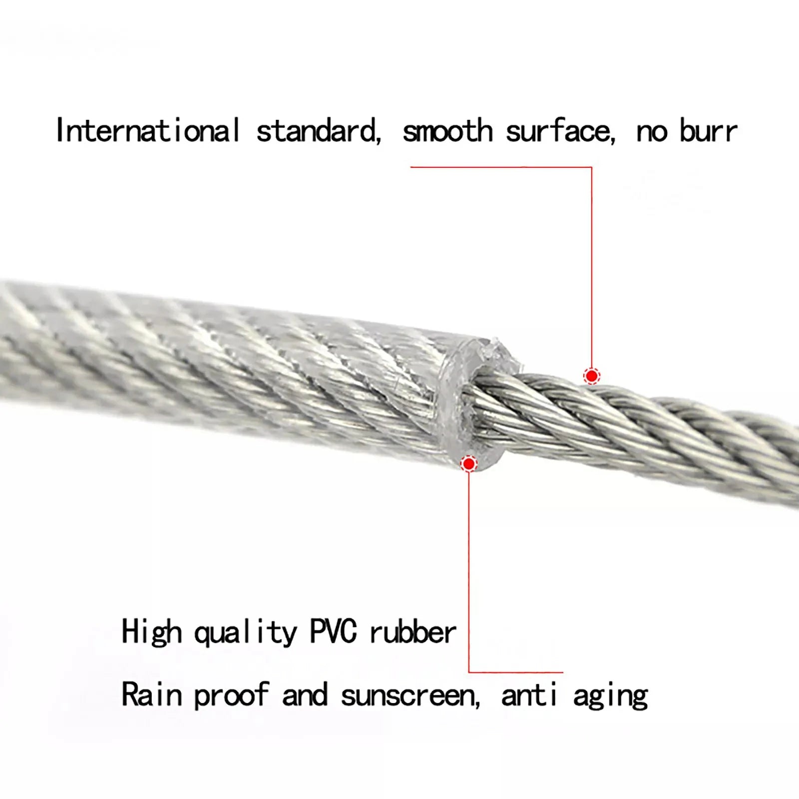 304 Stainless Steel Wire Rope Cable PVC Clear Plastic Coated 3mm - 12mm Diameter - HomeDIYer