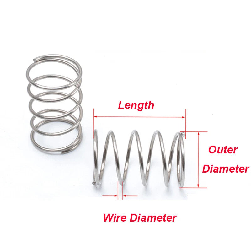 10Pcs Miniature Compression Pressure Springs Stainless Steel A2 Wire Dia 0.2mm