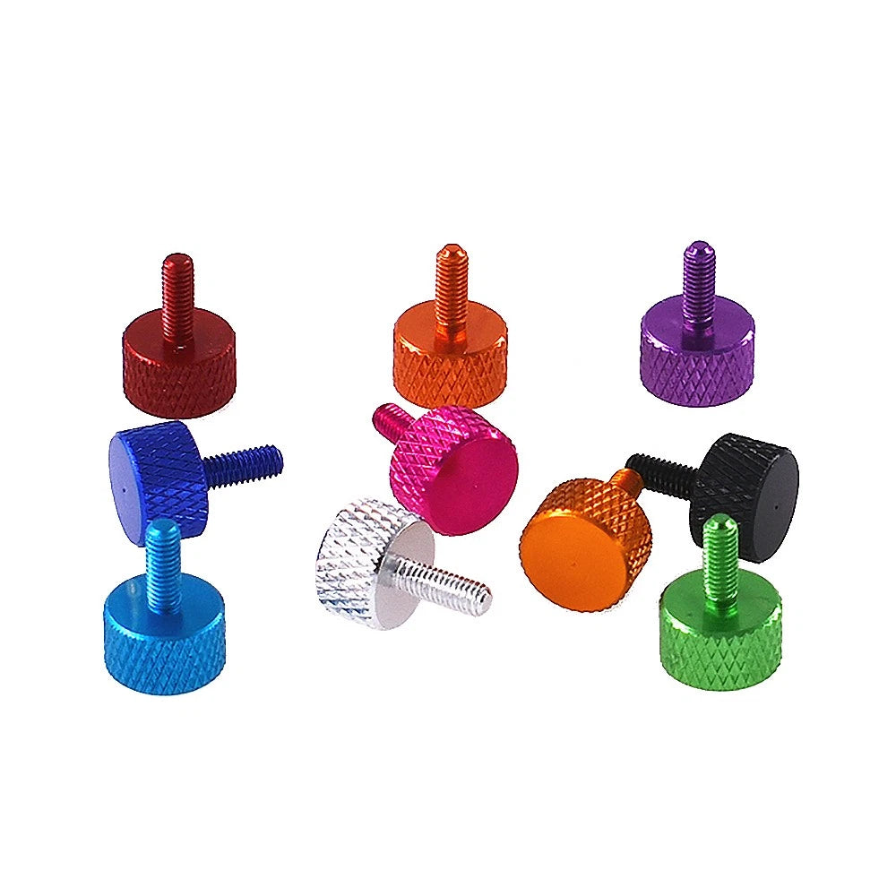 M3×10mm Anodised Aluminium Knurled Thumb Screws – Flat Head Hand Grip Bolts, 10 Colors