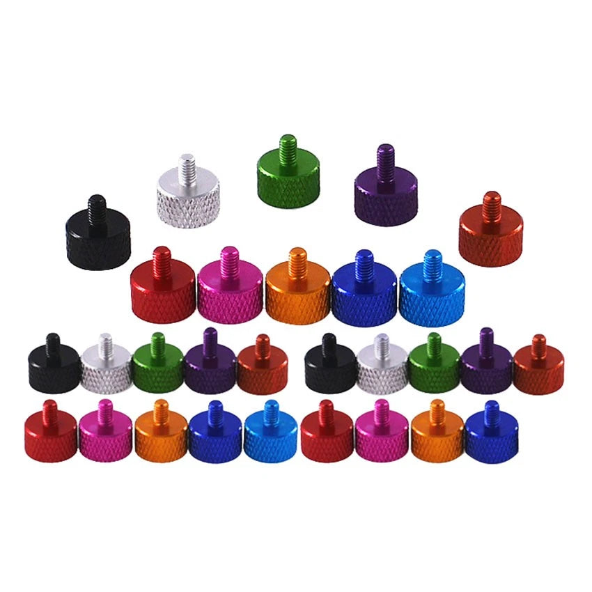 M3×5mm Anodised Aluminium Knurled Thumb Screws — Flat Head Hand-Grip Bolts, 10 Colors