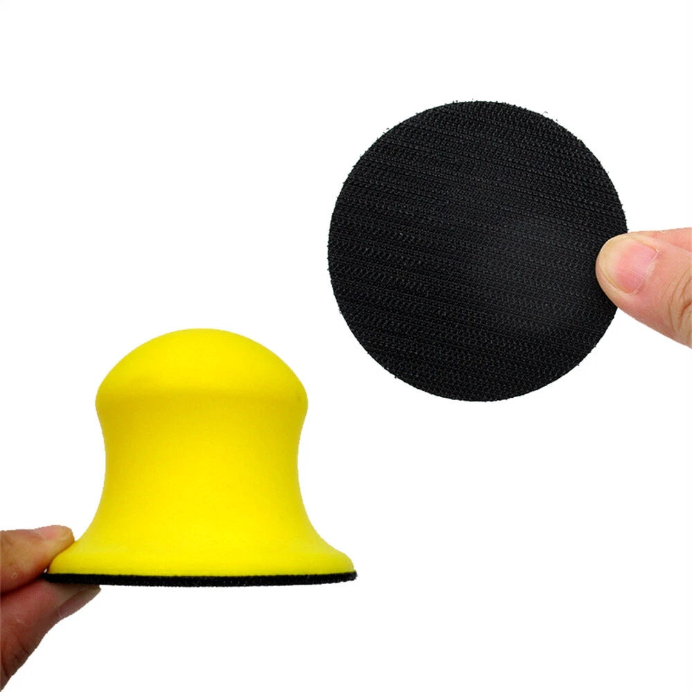 71.5mm Hook & Loop Round Hand Sanding Block — PU Foam Polishing Pad for 3‑Inch Sandpaper Discs