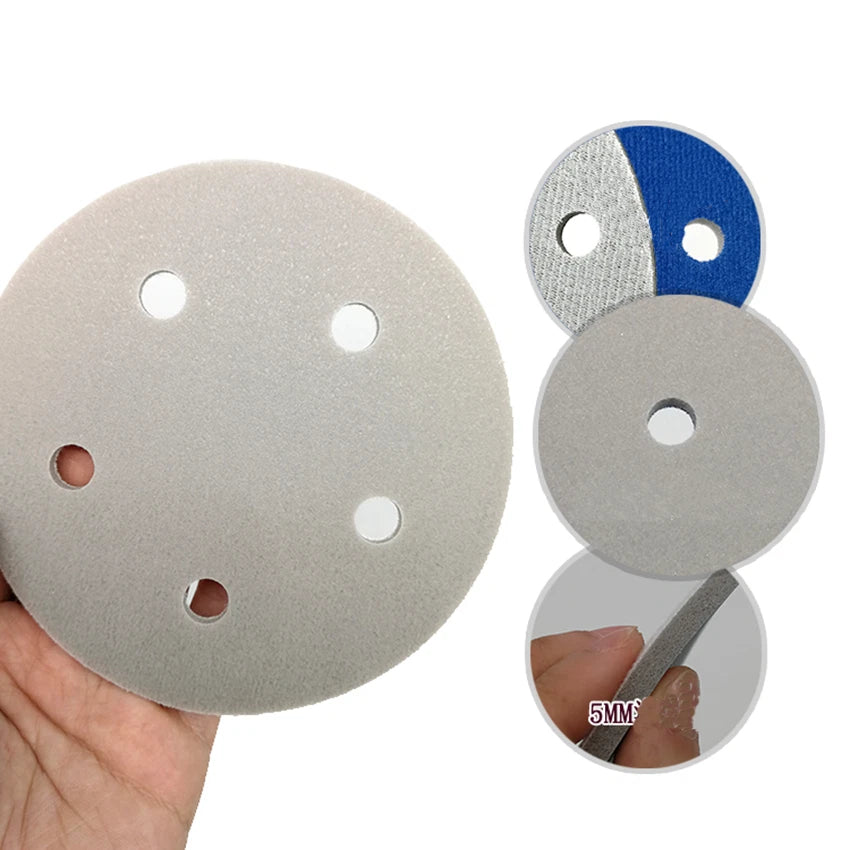 125mm Wet&Dry Foam Sanding Discs 5 Hole Hook Loop Sponge Sandpaper 300-3000 Grit