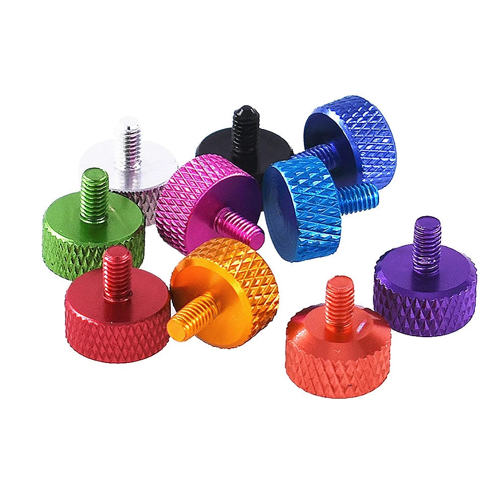 M3.5x6mm Aluminium Knurled Thumb Screws – Flat Head Hand-Grip Knob Bolts for PC Case