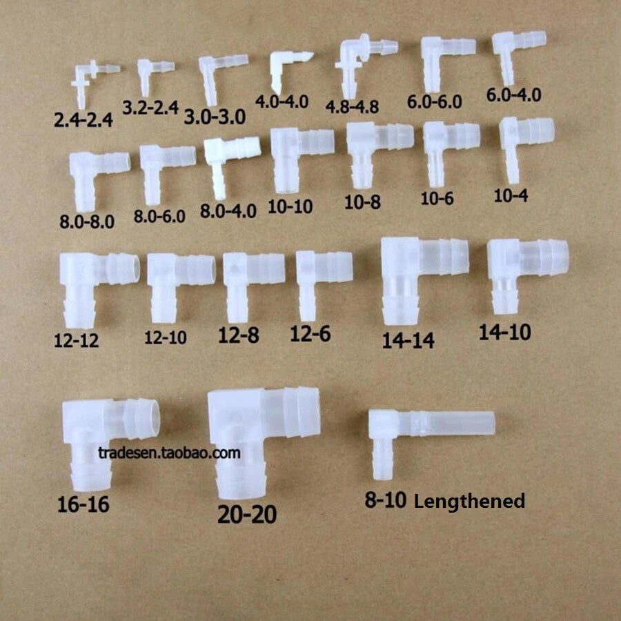 Plastic Barbed Hose Connectors — Elbow, T-Tee, Y-Tee & Cross Fittings for Aquarium & Washer Lines