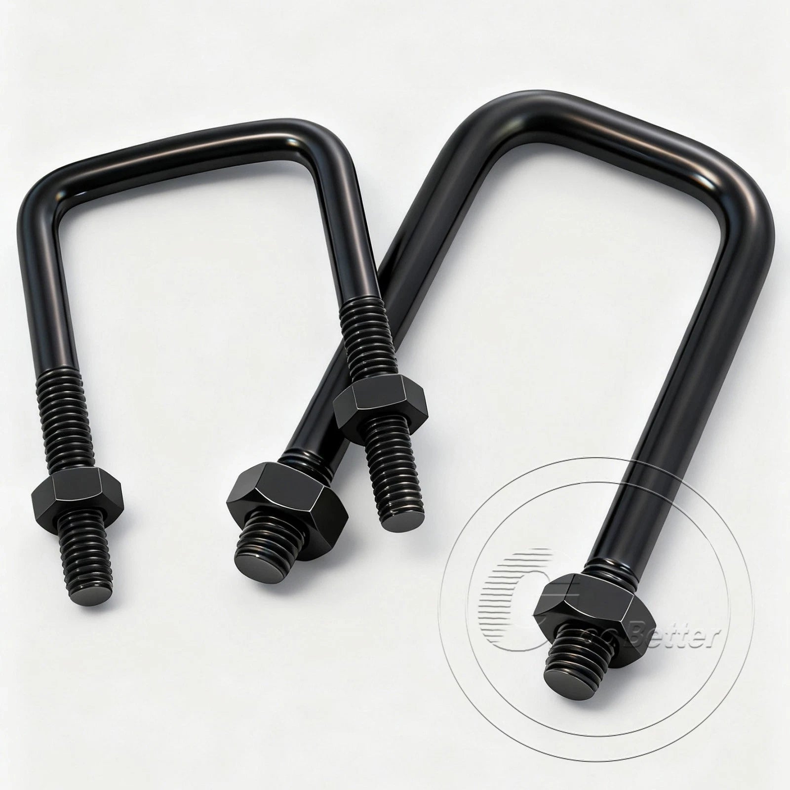 M6 M8 M10 Square U-Bolts Black 304 Stainless Steel with Nuts For Boat Trailer