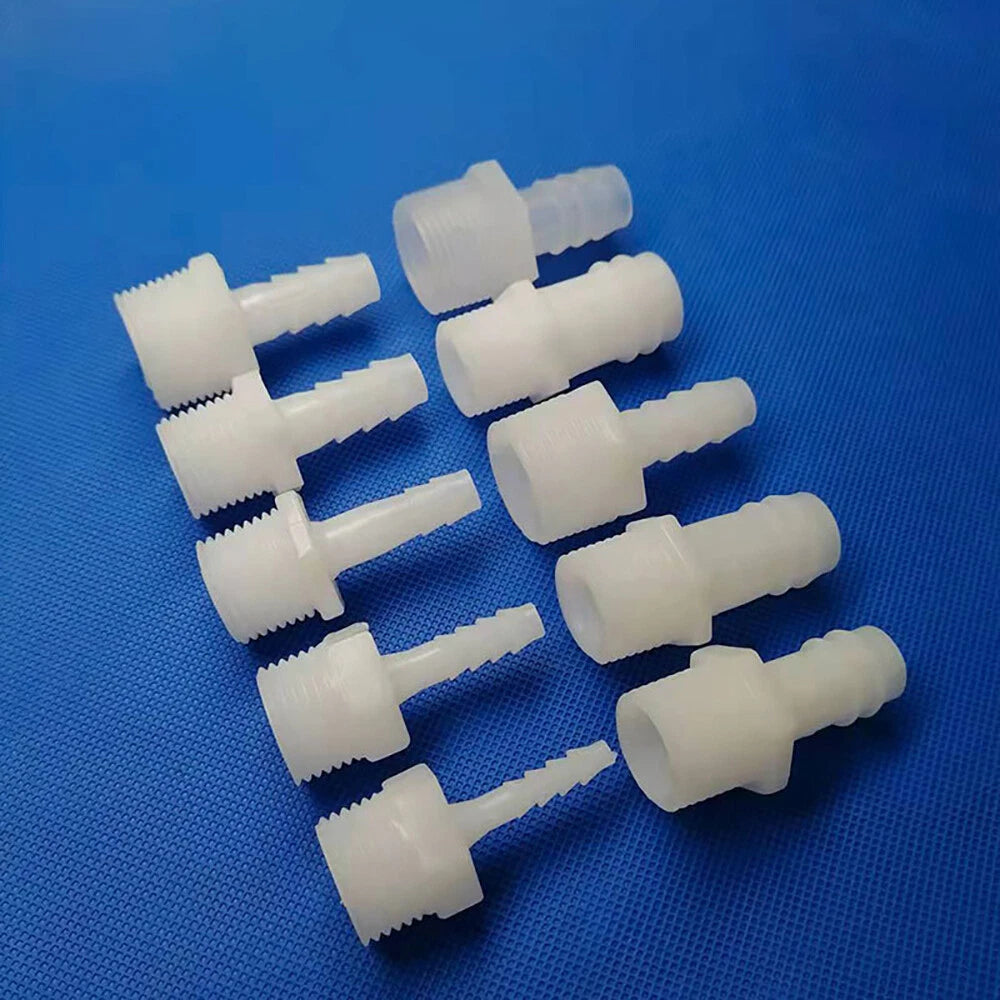 Male Thread Barbed Hose Connector — Plastic Straight Pipe Fitting (BSP, G1/8 to G3/4)