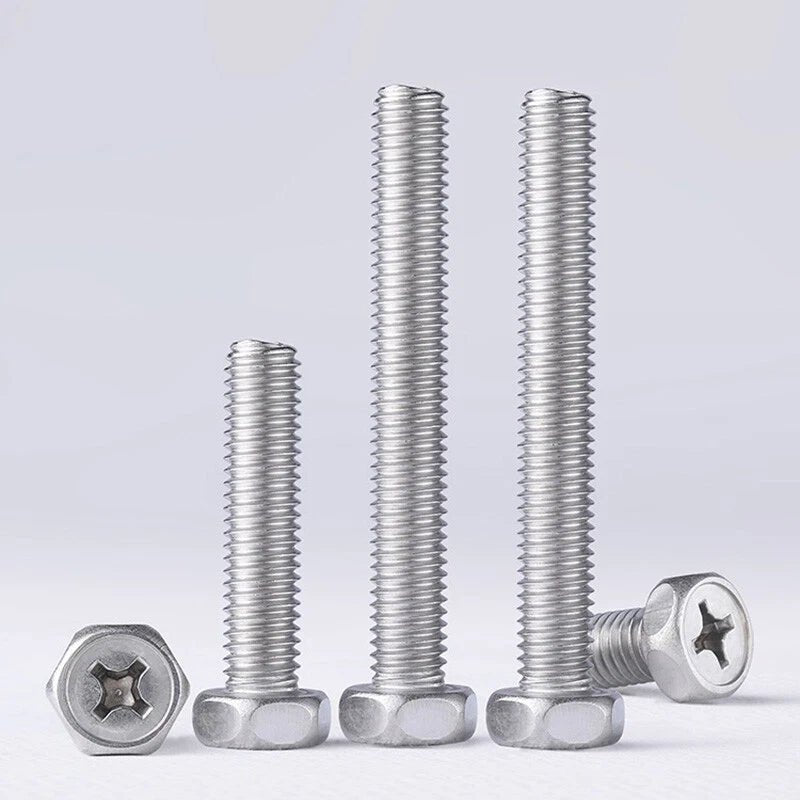 A2 Stainless Steel Hex Head Machine Screws – M3 M4 M5 M6 M8, Fully Threaded (304 Grade) - HomeDIYer