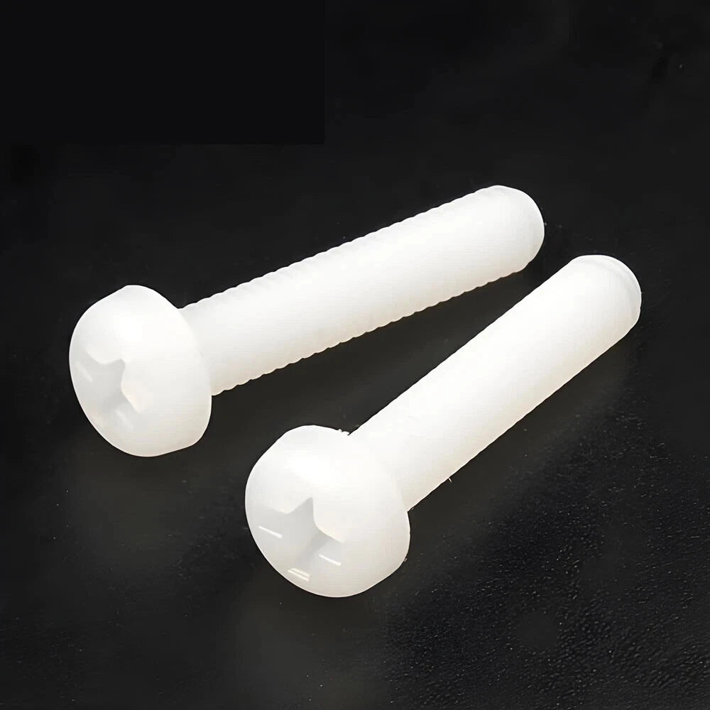 White Nylon Phillips Pan Head Machine Screws – M2 to M8, Non‑Conductive & Corrosion‑Free (PA66)