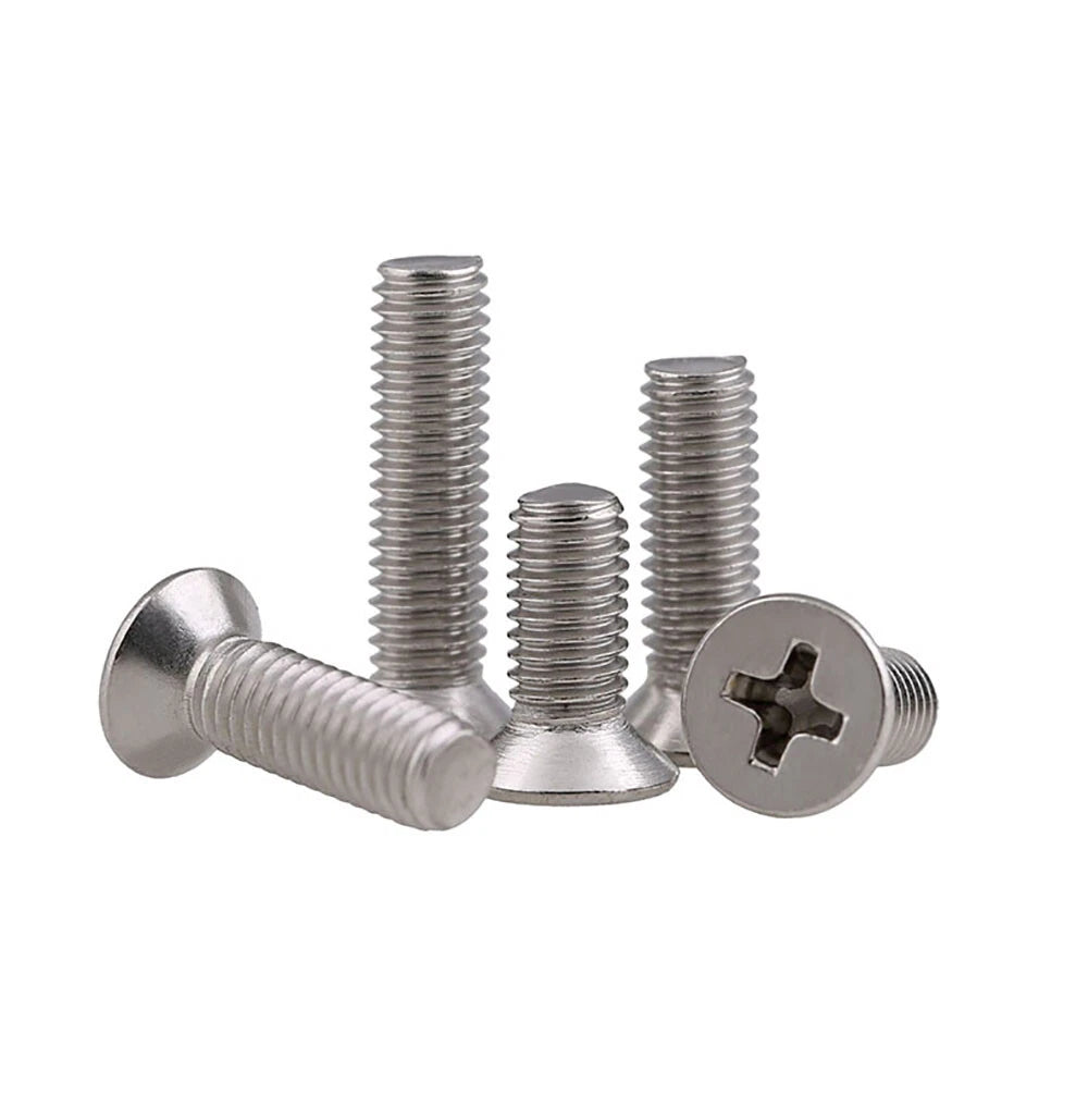 M5 M6 316 Stainless Steel Countersunk Phillips Machine Screws — Flat Head Metric Bolts