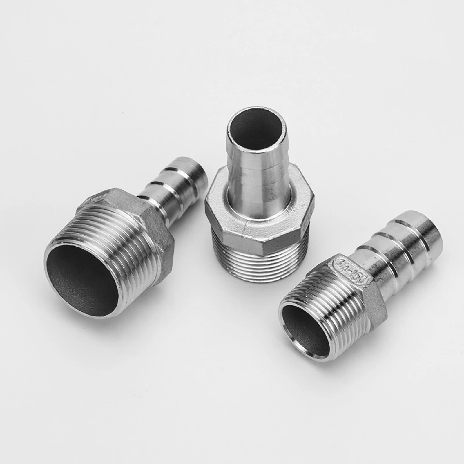 304 Stainless Steel BSP Hose Tail Barb Fittings — 1/8" to 2" Thread