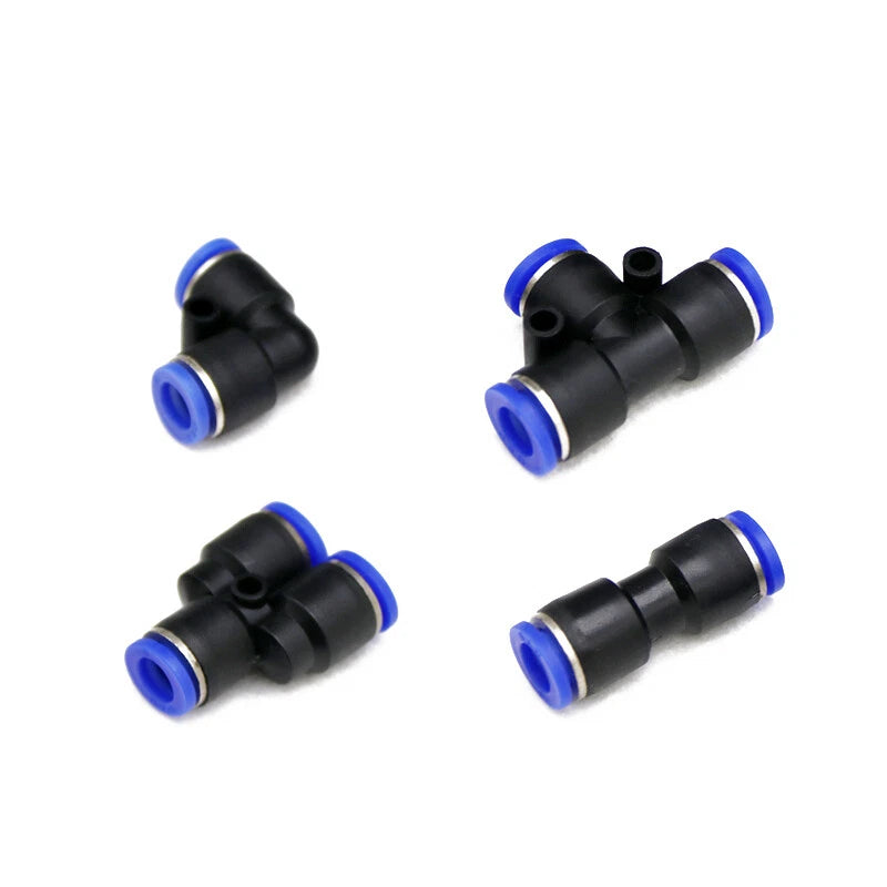 Pneumatic Push-In Fittings 4-16mm — Elbow, T, Y & Straight Air Hose Connectors