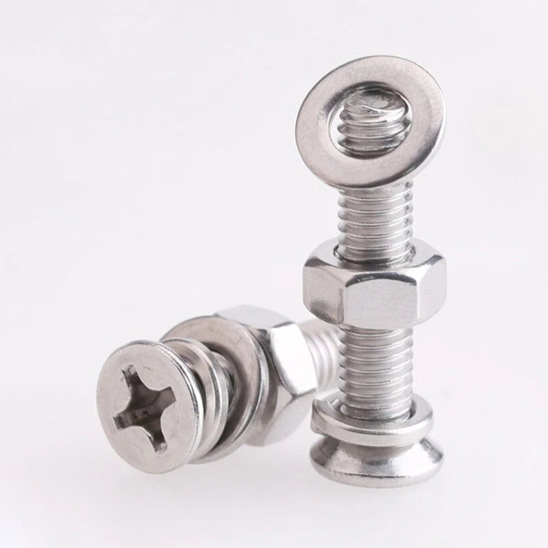 Phillips Machine Screws Countersunk Flat Head Bolts+Nuts Washers A2 Stainless