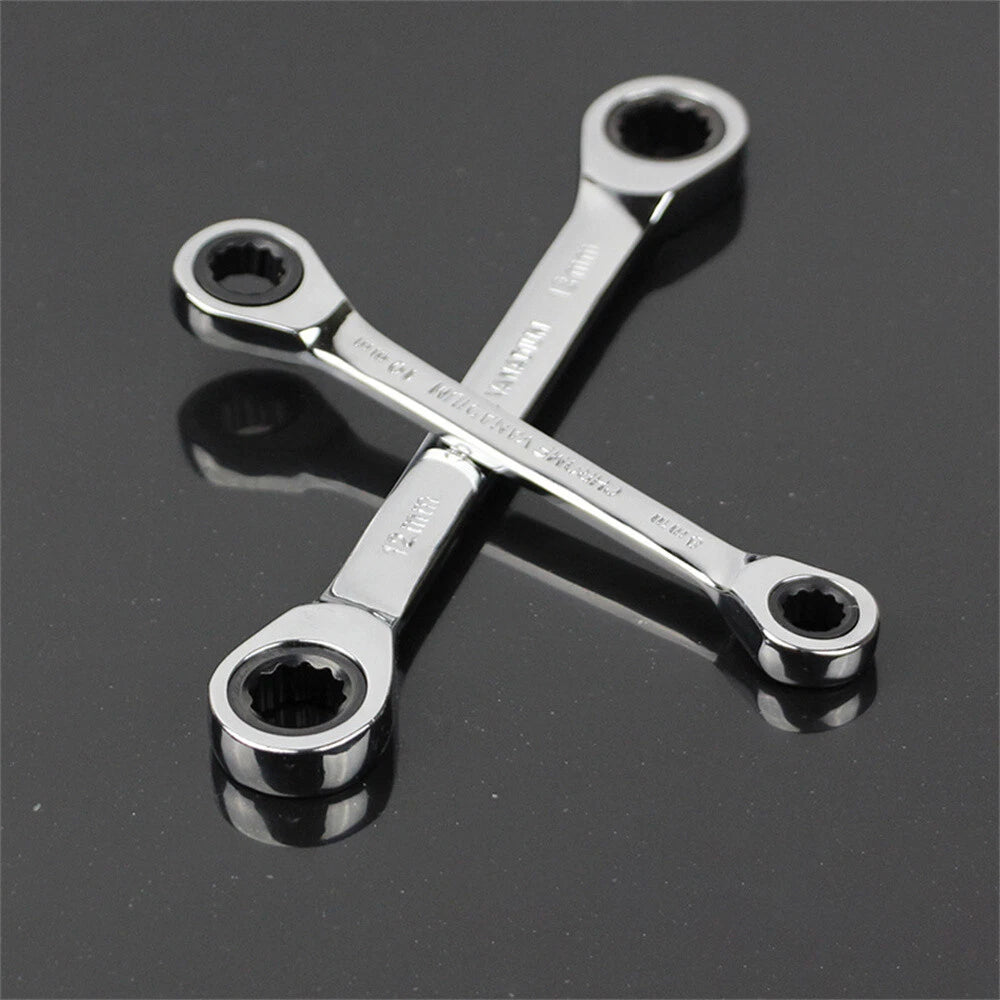 Ratchet Ring Spanner Set Double End 6mm-27mm 72 Tooth Wrench CrV Steel Polished