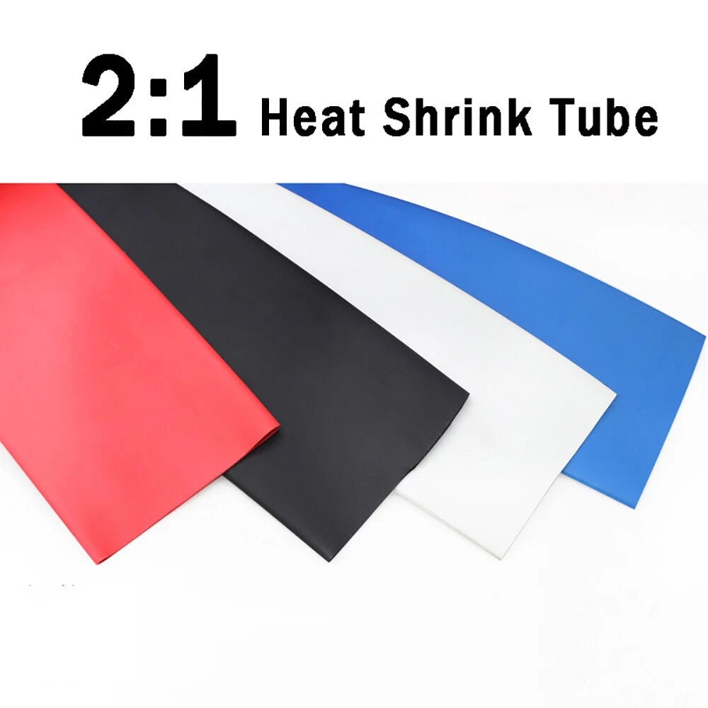 Heat Shrink Tubing 20cm — Φ20mm to Φ210mm, 2:1 Ratio, Black & Clear - HomeDIYer