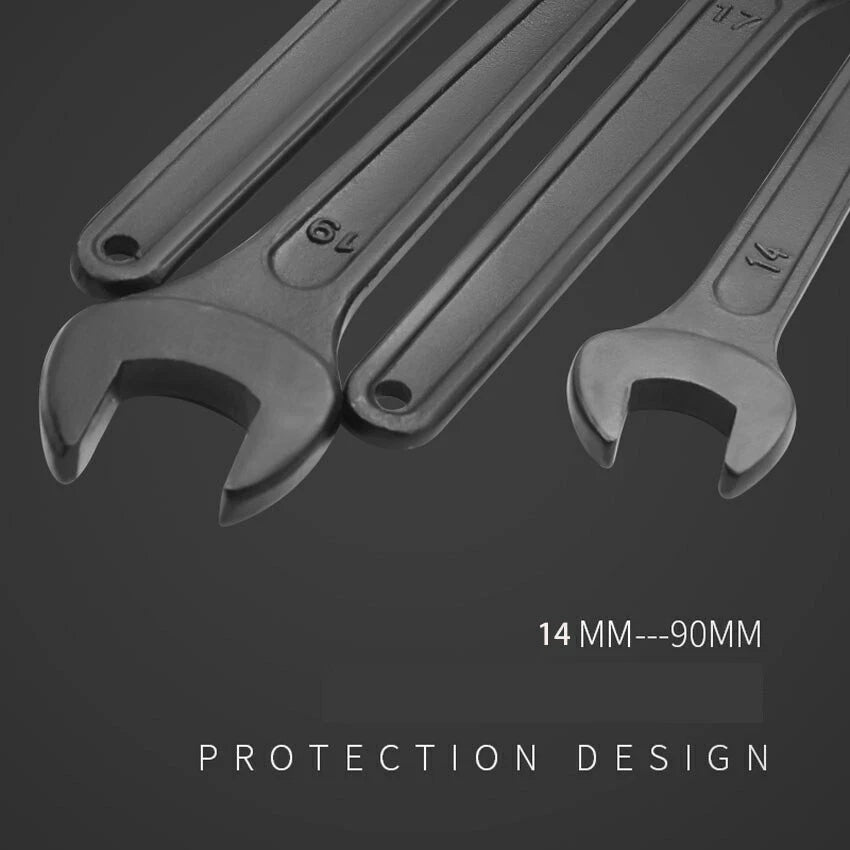 Open Ended Spanner Heavy Duty Wrench Impact - Single End 14mm 16mm-90mm Black