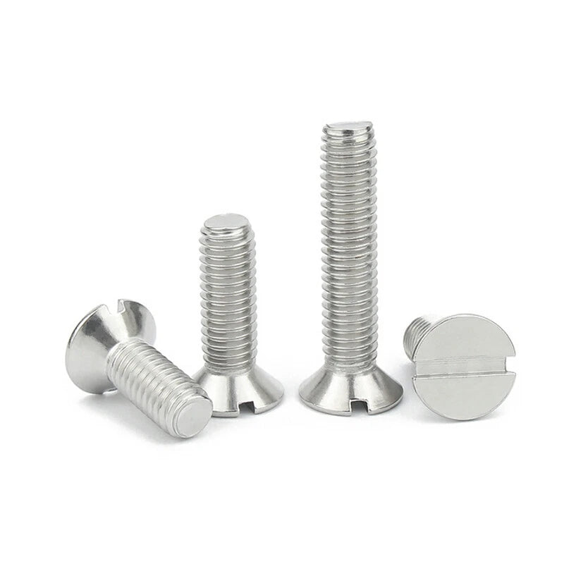 M2 M2.5 M3 M4 Slotted Countersunk Machine Screws — A2 Stainless Steel