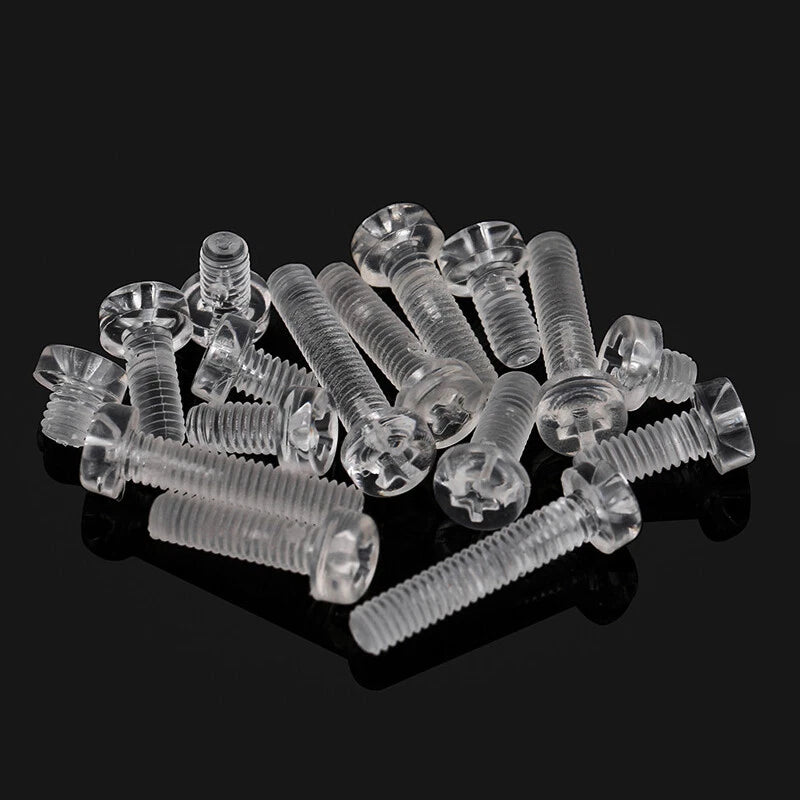 M2–M8 Transparent Plastic Phillips Pan Head Machine Screws – PC Material, Fully Threaded (4–50mm)