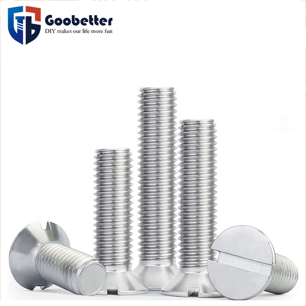 Slotted Countersunk Machine Screws – A2 Stainless Steel, M1.2 to M6, Fully Threaded
