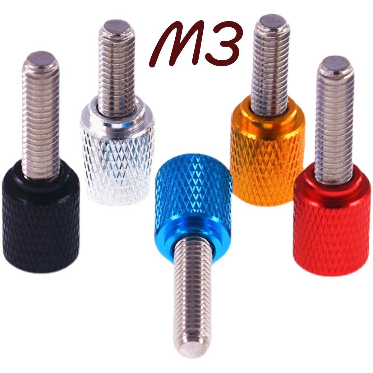 M3 High Knurled Thumb Screws – Aluminum Head + Stainless Steel Thread, Hand Twist Flat Grip (5‑100mm, 5 Colors) - HomeDIYer