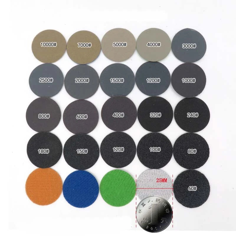 1" Inch 25mm Wet and Dry Sandpaper Round Sanding Discs Hook and Loop P60-P10000