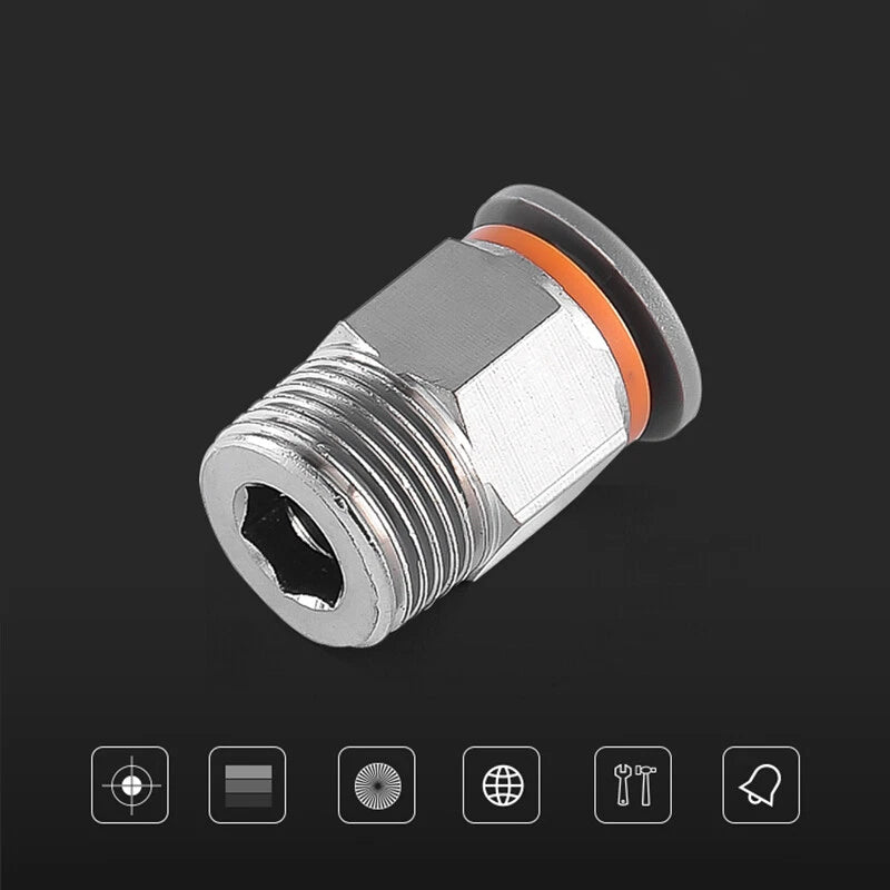 PC Male Push-In Straight Pneumatic Fitting | Air Hose Connector 1/8" 1/4" 3/8" 1/2" × 4–12mm