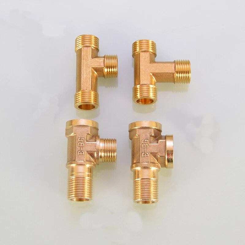 Brass Tee Pipe Fittings – NPT Thread, 1/8" to 2", M/F Configurations