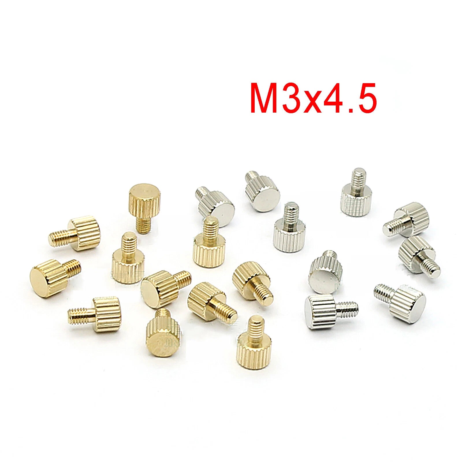 Brass Knurled Thumb Screws M3×4.5mm — Flat Head Hand-Tighten Bolts for Slingshot Sight & Grip Knobs