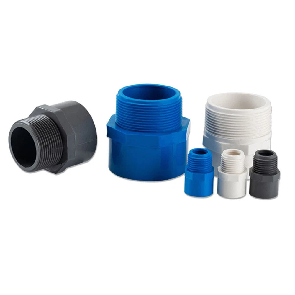 20-90mm PVC Male Threaded Straight Coupling Socket Hex Pipe Connector Fittings