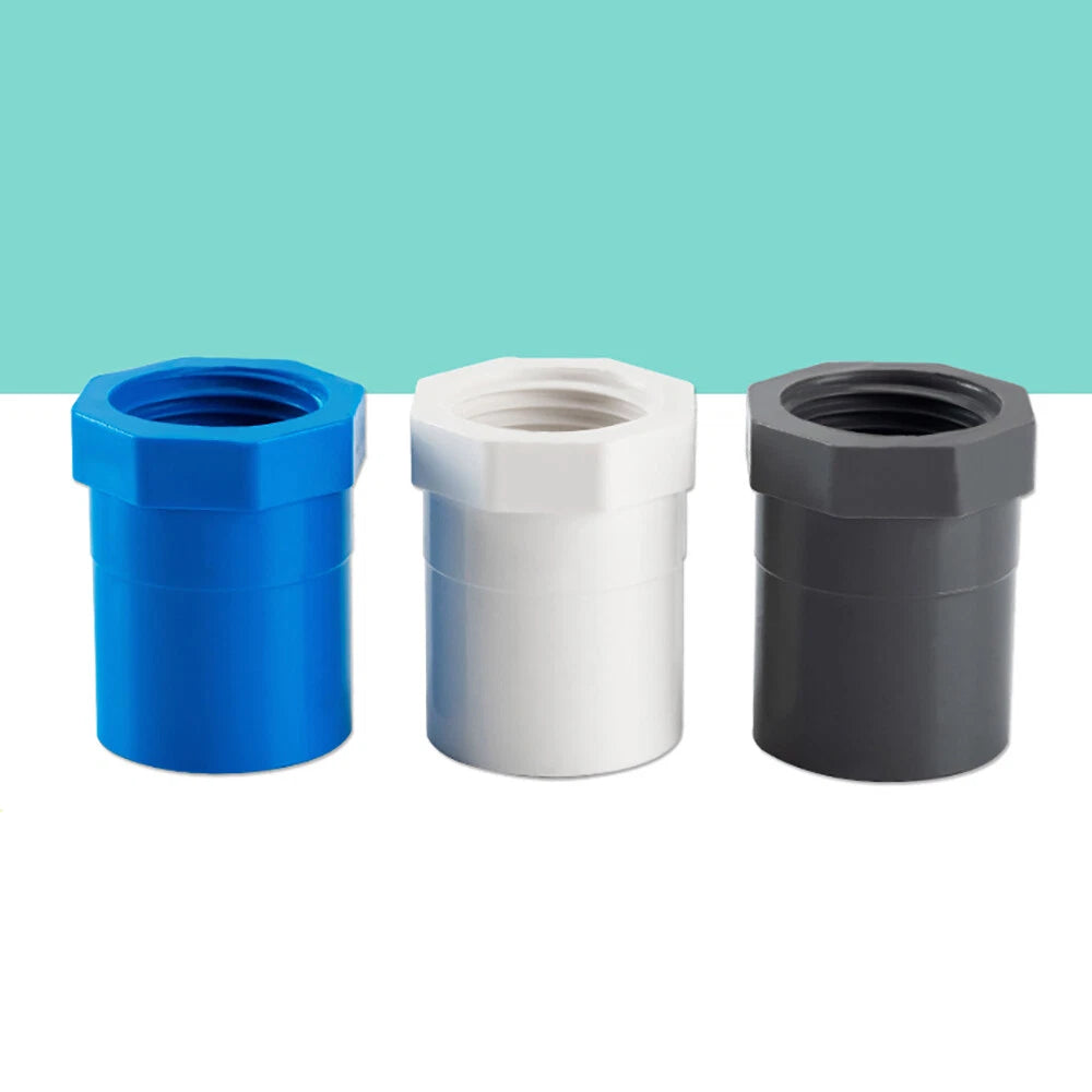 20-90mm PVC Female Threaded Straight Coupling Socket Hex Pipe Connector Fittings