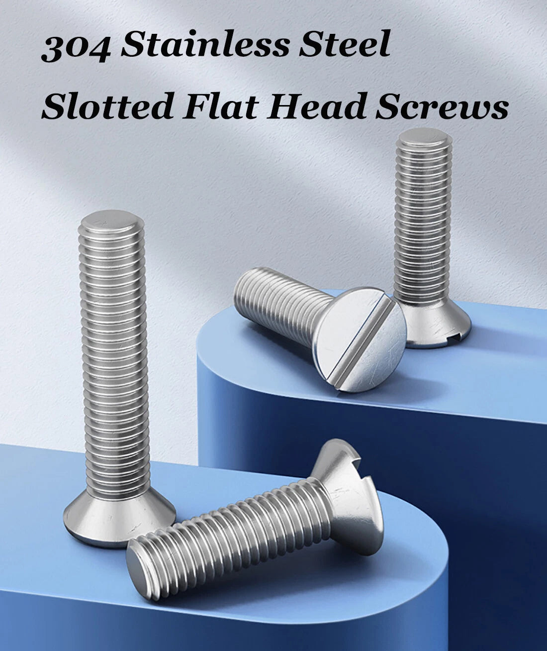 M3 M4 M5 Flat Head Slotted Machine Screws — 304 Stainless Steel Countersunk