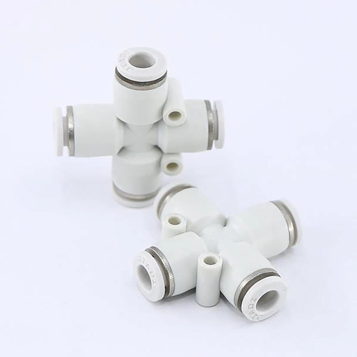 Nylon Push-to-Connect Cross 4-Way Pneumatic Fitting 4–12mm Inline Tube Connector