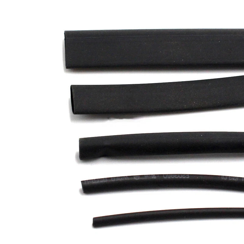 Heat Shrink Tubing 2:1 Ratio — Black Electrical Cable Sleeving, 2mm–8mm Diameter