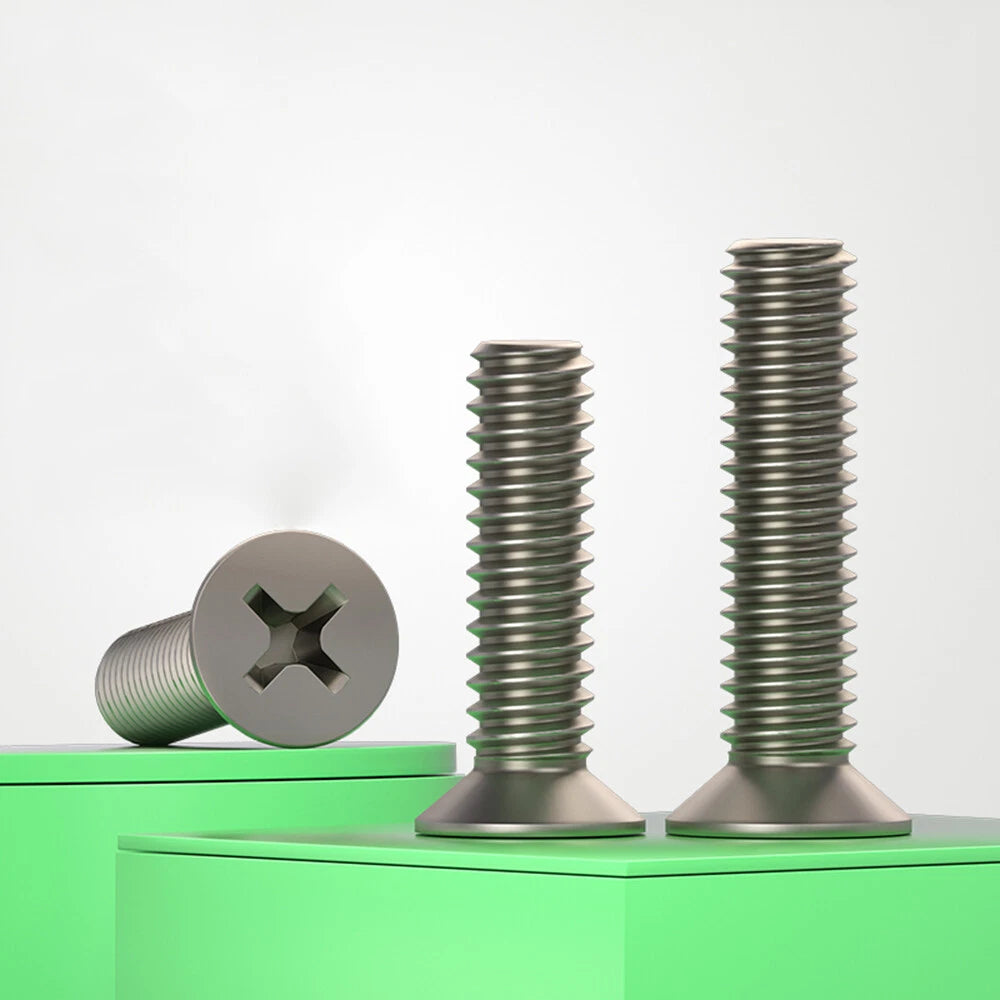 TA2/GR2 Pure Titanium Phillips Countersunk Machine Screws – DIN 965, M2 to M10, Fully Threaded