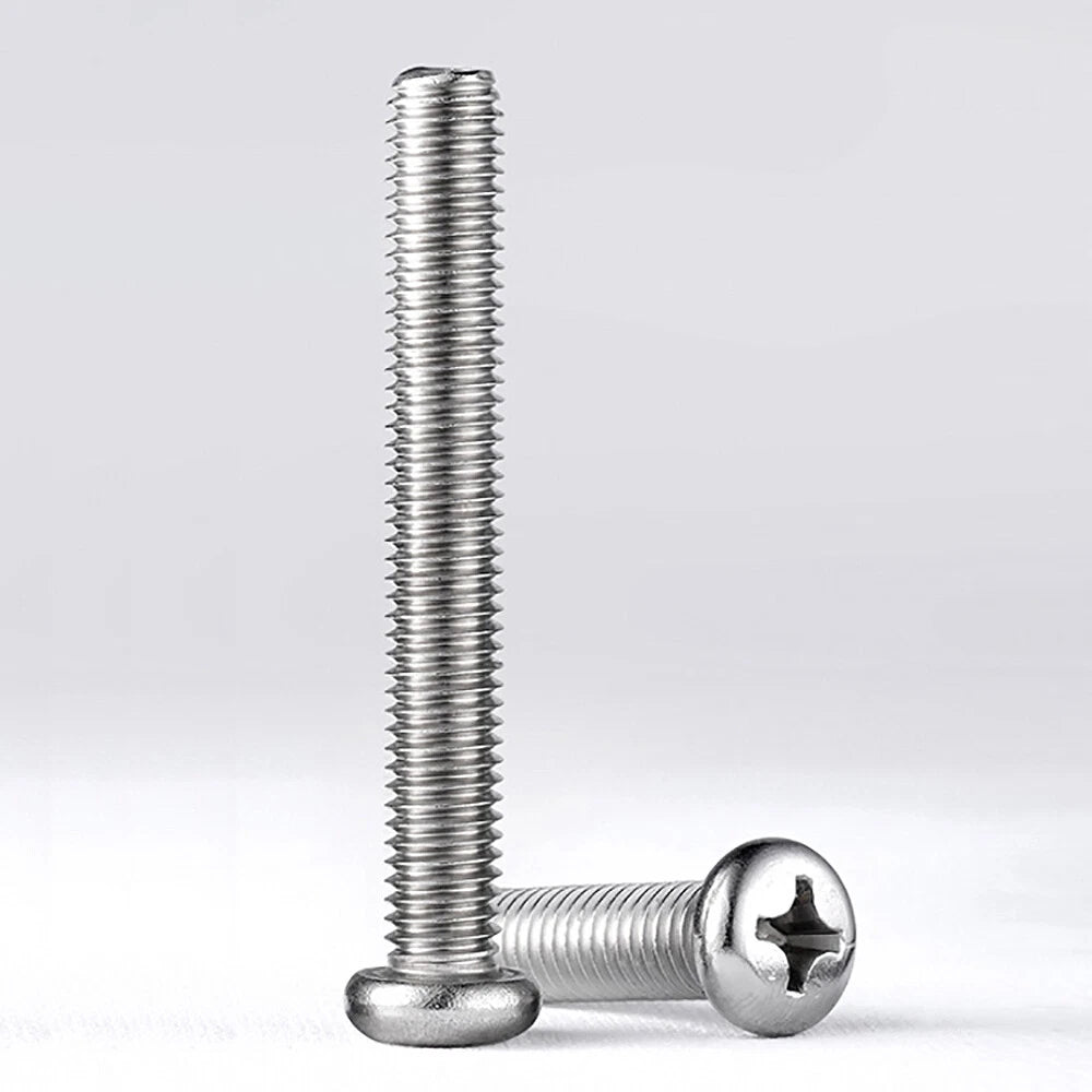 A2 Stainless Steel 304 Phillips Pan Head Screws – M3 M4 M5 M10, Fully Threaded (3–100mm)