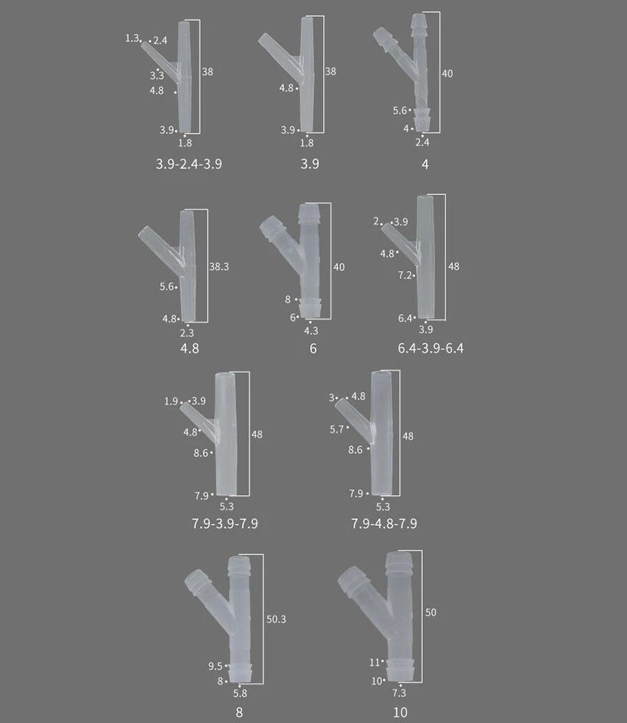 Y-Piece 3-Way Plastic Hose Connector — Barbed Tube Fitting 3.9mm to 10mm