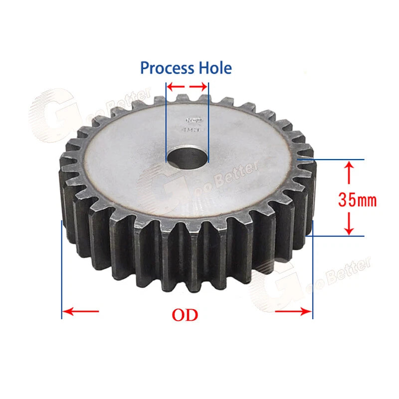 Steel Spur Gear Mod 4 Pinion Gear 10-24 Teeth 48-104mm OD Motor Flat Gears