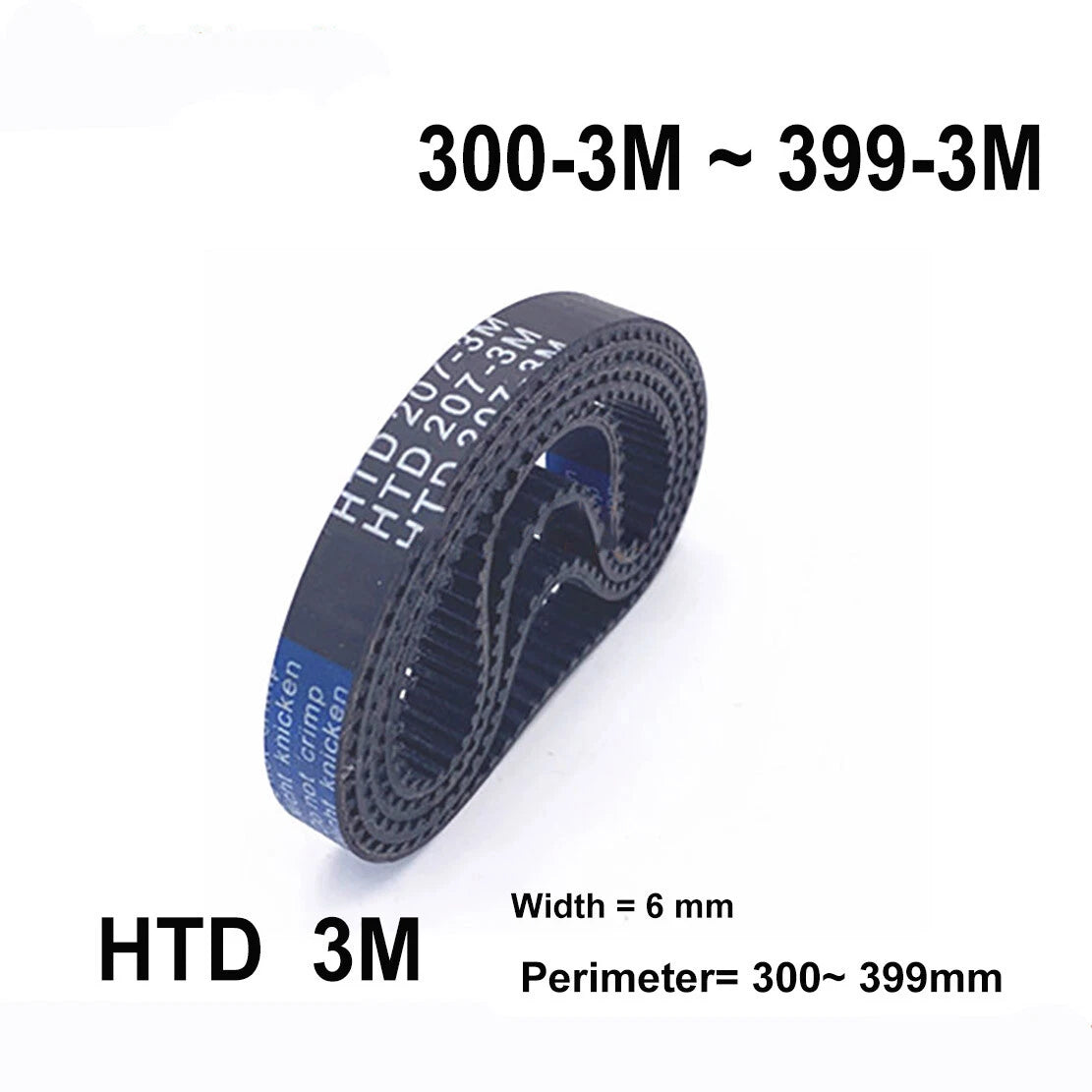 HTD 3M Timing Belt | Width 6mm | Perimeter 300mm–399mm | Closed Loop Synchronous Belt