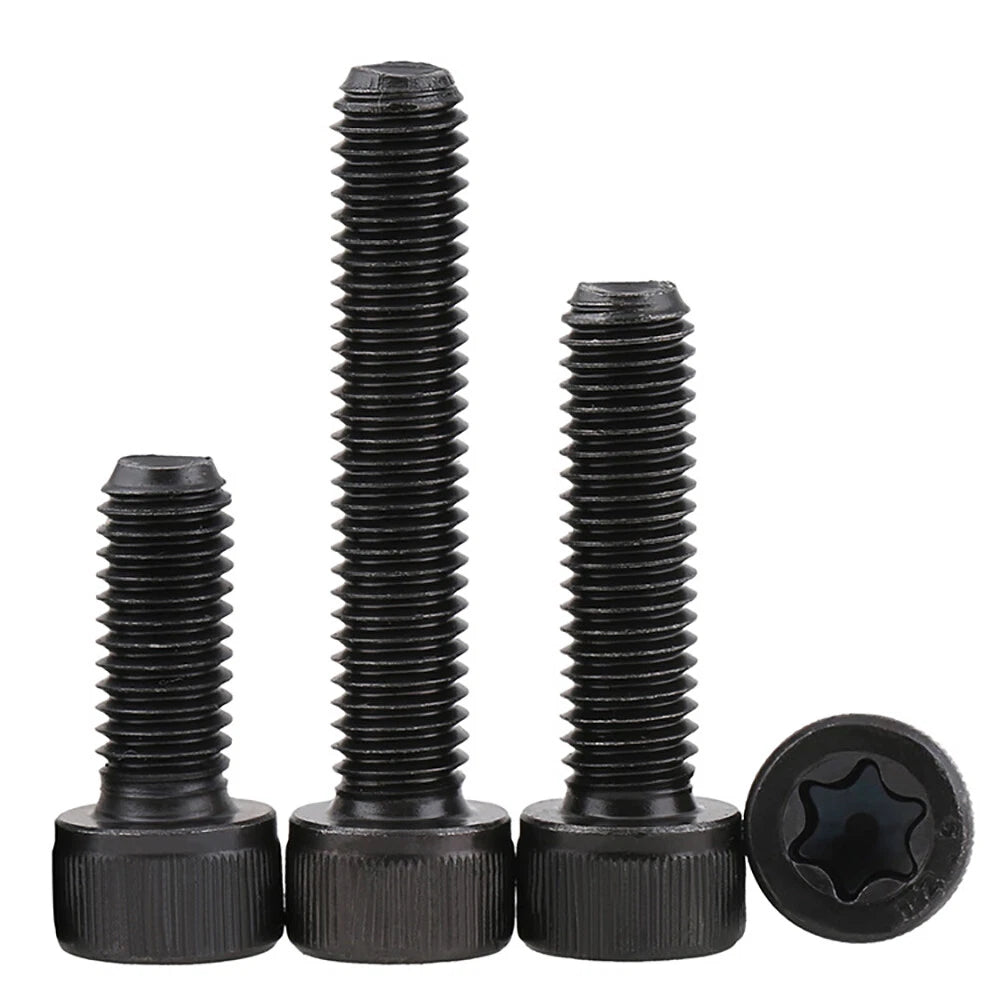 M5–M10 Black Cap Head Torx Screws – Carbon Steel, Hex Socket Style, Lengths 6–40mm