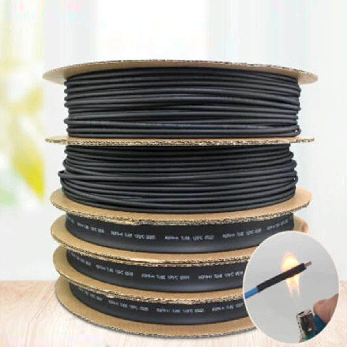 Black Heat Shrink Tubing 2:1 — Electrical Wire Sleeve, Round & Flat Tube, φ0.6mm–φ180mm
